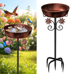 3" Deep Metal Bird Bath for Outside, Removable 12" Dia Vintage Bird Baths Bowl for Outdoors with Stable 5-Prong Stake, 37" H Freestanding Birdbath for Garden Patio Yard Lawn (Brush Bronze) by Unknown