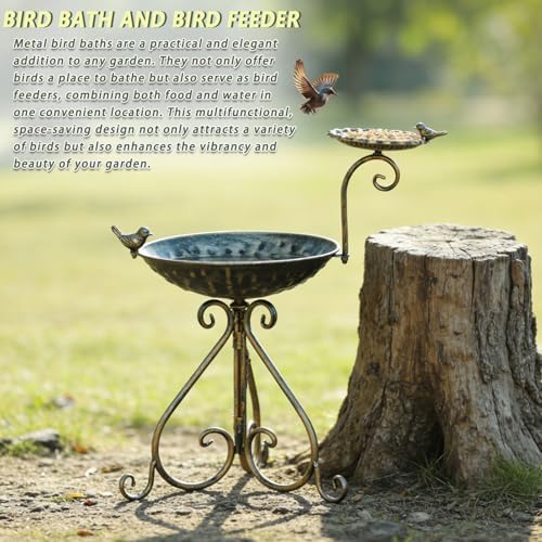 21" Outdoor Bird Bath,Free-Standing Bird Bath and Bird Feeder 2-in-1 Design - Image 5