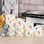 Colorful Butterfly Flameless Candle with Remote Control Electric LED Pillar Candle Timer Color Changing Long Lasting Pack of 4 Battery Candles - Image 4