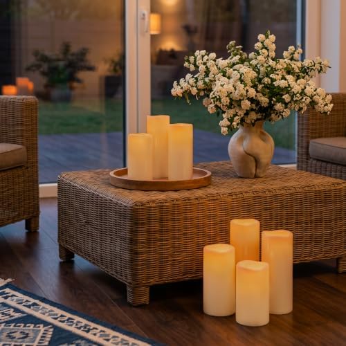 10" 12" 14" x 5" Extra Large Waterproof Outdoor Flameless Candles Battery Operated LED Pillar Candles for Indoor Outdoor Lanterns, Off White, Long Lasting, Set of 3 - Image 4