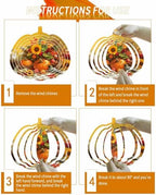 Thanksgiving Fall Wind Spinner for Yard and Garden, Sunflowers Bird Orange Pumpkin Hanging Wind Spinner Outdoor 3D Kinetic Wind Sculpture Spinners Indoor Outdoor Patio Décor Ornaments Gift 12 Inch - Image 6