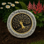 VEOJEIN Family Tree Garden Stepping Stone, 9.45 Inch Round, Gold Tree of Life Design, Weather-Resistant Outdoor Decor - Image 4