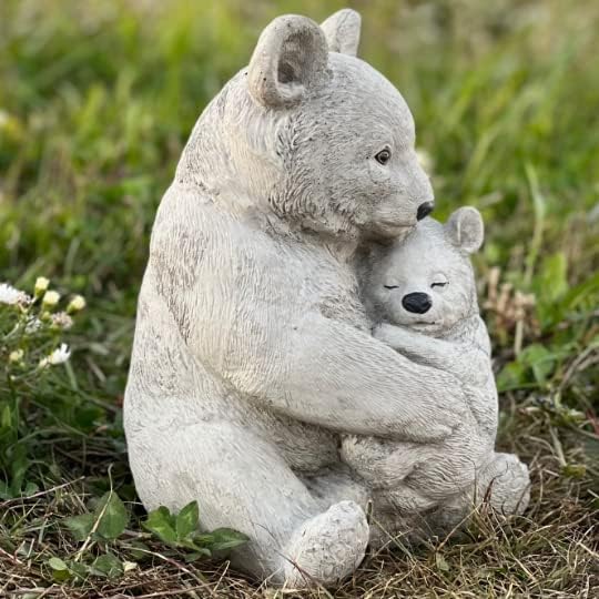 Bears Statue Garden Baby Bear Figurine Concrete Animals Sculpture Lawn Statue for Home and Garden - Image 6