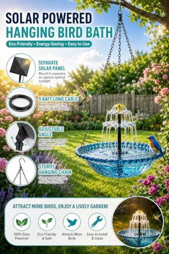 2026 Smart Birdbath Fountains Solar Power, Hanging Solar Fountain - Image 5