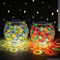 Uspring 2 Pack Red & Blue Crystal Mosaic Solar Lanterns Outdoor Waterproof Decorative Hanging Solar Lights for Outside by Uspring--Sweetlifefromhere