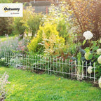 Outsunny 5 Pack Metal Decorative Garden Fence, 9.2' x 17.25", White - Image 2