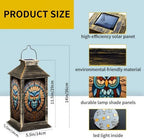 Solar Lantern Stained Glass Owl Wall Art Mid Outdoor Waterproof Garden Hanging Lantern Solar Powered Lighting Outside Solar Light for Patio Yard Camping, Gifts for Women Mom - Image 2