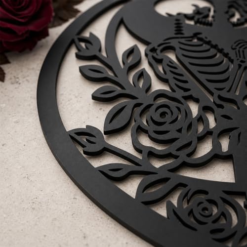 Personalized Skeleton Couple Metal Sign, Gothic Romantic Wall Art, Custom Skull Lovers Gift for Couples, Skeleton Rose Wall Sign, Metal Anniversary Wedding Decor(Style 11) - Image 7
