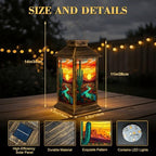Solar Lantern Outdoor Waterproof Desert Landscape Saguaro Cactus Flowing River Stained Glass Style Garden Decor LED Hanging Solar Lights Tabletop Lamp Gifts for Women Mom Outside Yard Patio Porch - Image 2
