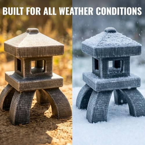 OLOMA Japanese Pagoda Garden Statue Concrete Zen Stone Outdoor Decor Buddhist Lantern Handmade Asian Yard Ornament Patio Lawn Sculpture Meditation Accent Gift - Image 4
