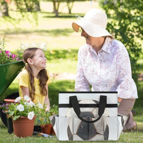 Football Ball Garden Tool Bag, Garden Tote Storage Bag with 10 Pockets, Indoor and Outdoor Soccer Gardening Tool Organizer for Women Men - Image 6
