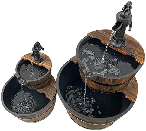 Wood Barrel with Pump Outdoor Water Fountain - Medium Garden Water Fountain - Image 7