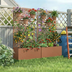 VINGLI 71"H Metal Raised Garden Bed with Trellis, Outdoor Planter Box for Climbing Vegetables, Fruits and Flowers, Privacy Screen, for Backyard, Patio, Balcony (Brown) - Image 2