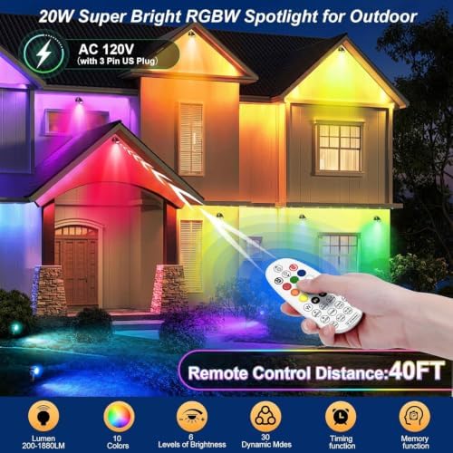 20W RGBW Spot Lights Outdoor, IP66 Color Changing Spotlights, 2 Pack - Image 2