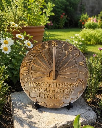 Personalized Bronze Sundial, Custom, Engraved Garden Decor, Wedding Keepsake, Outdoor Sundial (Antique Brown, 10 Inch) - Image 4