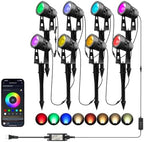 Smart Low Voltage Landscape Lights, Bluetooth Landscape Lighting, RGB Warm White LED Spotlights APP Control, 24V Outdoor Yard Spot Lights with Spike Stand, Waterproof Garden Light Music Sync by Lam%28MS%29pen