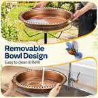 VIVOHOME Oval Bird Bath with Solar Fountain and Metal Ground Stake, Bronze - Image 4
