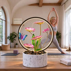 15 Inch H Tabletop Zen Water Fountain with LED Light, Indoor Lotus Waterfall Feature for Meditation Yoga Spa, Decor for Desk, Bedroom, Living Room & Office - Image 3