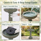 Sunlinua 24H Bird Bath Outdoor Water Fountain with Solar Pump - Image 6