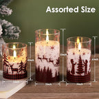 Eywamage Red Buffalo Plaid Christmas Flameless Pillar Candles with Remote - Image 2