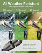 LITFIT 2Pack Brass Low Voltage Landscape Spotlight, 3CCT MR16 Bulb Included - Image 5