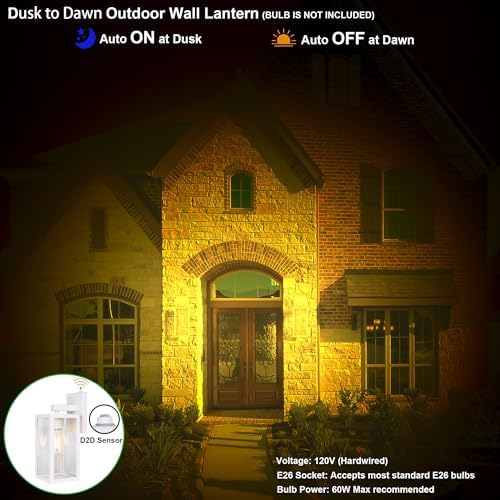 GRUENLICH Outdoor Wall Light Fixture Dusk to Dawn, Tempered Glass - Image 4
