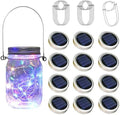 12 x Solar Mason Jar Light Lids - 30 LED Hanging Fairy Firefly String Light Lantern Cap, Outdoor Waterproof Patio Porch Garden Yard Balcony Lawn Wall Lighting Decor(No Jar Included) by Unknown