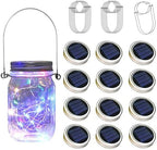 12 x Solar Mason Jar Light Lids - 30 LED Hanging Fairy Firefly String Light Lantern Cap, Outdoor Waterproof Patio Porch Garden Yard Balcony Lawn Wall Lighting Decor(No Jar Included) by Unknown
