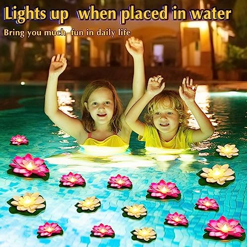 Liliful LED Floating Lotus Lantern Diwali Pool Decor White Pink 3.94&5.91" - Image 3
