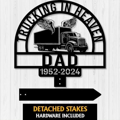 Custom Box Truck Grave Marker – Memorial Garden Stake with Angel Wings, Trucker Remembrance Gift, Loss of Loved One (Box Truck with Angel Wings) - Image 2