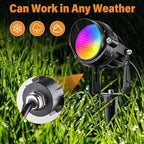 Spotlight Outdoor RGB Spot Lights 10W LED Landscape Lights Spot Lights Outdoor with 16 Color Changing for Yard Garden Decor, Landscape Lighting with Remote IP67 Waterproof (6) - Image 5