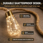 Boho Fairy String Lights Outdoor Backyard Solar String Lights LED for Garden Patio Porch Decor USB Waterproof Shatterproof Bulbs 8 Modes Edison Night Lamp Party Gift(17ft 20Lights,Warm Remote) - Image 6