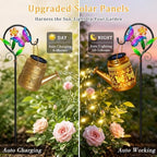 Solar Watering Can Lights Outdoor Garden Decor, Large Butterfly Hanging Lantern with Shepherd Hook, Waterproof Garden Lights for Outdoor Landscape Pathway Yard, Mom Grandma Gifts 1pcs - Image 2