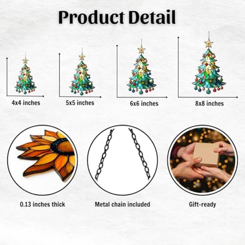Mosaic Style Christmas Ornaments Tree Acrylic Suncatcher - Image 2