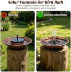 Solar Bird Bath for Outside, 13" Vintage Metal Bird Bath - Image 6