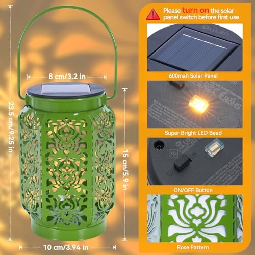 4 Pack Solar Lanterns Outdoor Waterproof Rose Solar LED Lights Garden Decor - Image 3