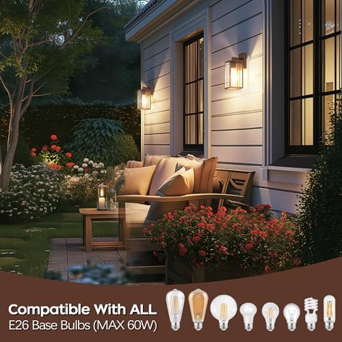 WIHTU Outdoor Front Porch Light Wall Mount, Exterior Lighting Fixtures - Image 2