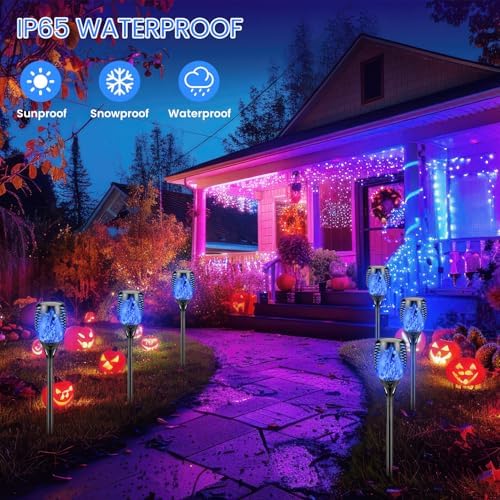 Solar Torch Lights with Flickering Flame Larger Size Halloween Decorations - Image 3