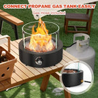 15.7" Propane Gas Fire Pit Side-Mounted, Portable Tabletop Fireplace, FP038 - Image 3