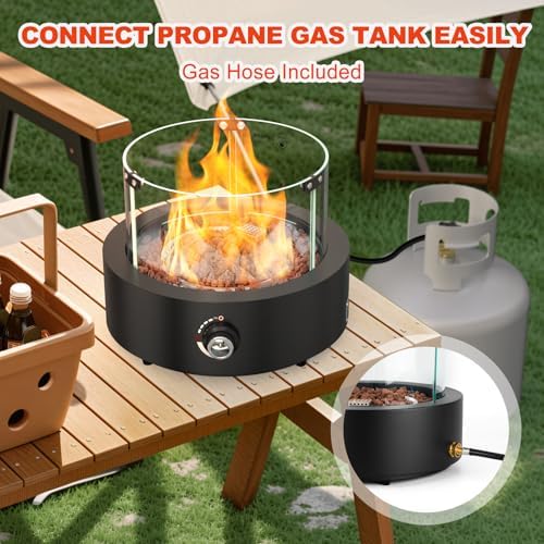 15.7" Propane Gas Fire Pit Side-Mounted, Portable Tabletop Fireplace, FP038 - Image 3