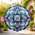 Shwing 12 Inch Wind Spinner Hanging Wind Sculptures Purple Blue Floral Metal Decor Double Sided Outdoor Kinetic Garden Art 3D Wind Spinner Hanging Ornament for Patio Porch Balcony Backyard Tree Decor by Unknown