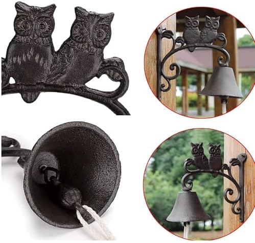 Cast Iron Dinner Bell Wall Hanging Bell Welcome Sign, Manually Shaking Doorbell for Garden Wall Decoration - Image 6