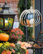 Fall Wind Spinners for Yard and Garden Orange Blue Pumpkin Wind Spinner Autumn Harvest 3D Metal Stainless Steel Pumpkin Wind Sculptures Chimes Outdoor Patio Thanksgiving Hanging Ornament 12 Inch - Image 2