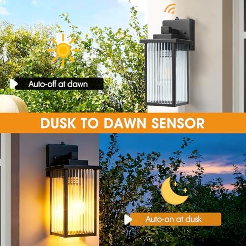2-Pack 13" Black Dusk to Dawn Wall-Mounted Exterior Light Fixtures - Image 5
