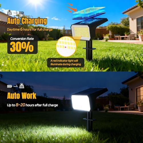 Solar Spot Lights Outdoor Waterproof, 4 Pack, 118 LED Cool White - Image 4