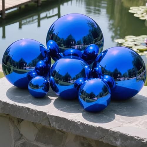 Stainless Steel Mirror Reflective Gazing Ball, Blue Decorative Sphere, Polished Hollow Ball, Reflective Shiny Garden Sphere for Garden & Home Decor (Dia: 12 inch) - Image 2