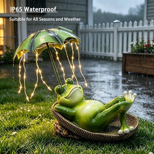 6.7" Solar Frog Statue Light Up Umbrella IP65 Waterproof Garden Decor - Image 2