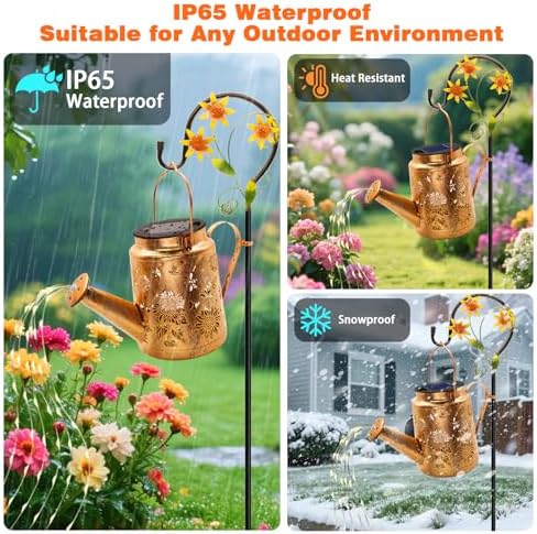 Solar Lights Outdoor Waterproof, Sunflower Solar Watering Can with Lights - Image 5