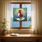 Brown White Icelandic Horse cantering through winter orchard Square Suncatcher–Stained Glass Style Window Panel with Pastoral Scene, Custom Decorative Hanging Art for Equestrian Home, Christmas BfBVSD - Image 5