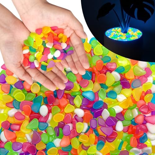 PoYang 2000pcs Glow in The Dark Rocks Outdoor Decor, Multicolor, 2.4lbs/Bag by PoYang